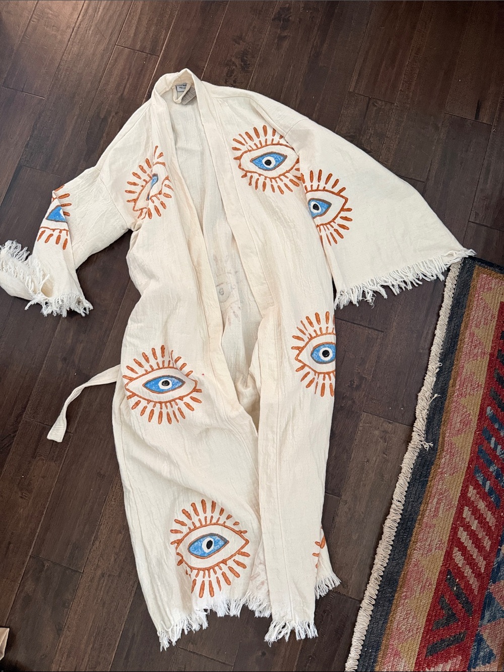 New Evil eye boho Lightweight handmade kimono - Picture 3 of 4